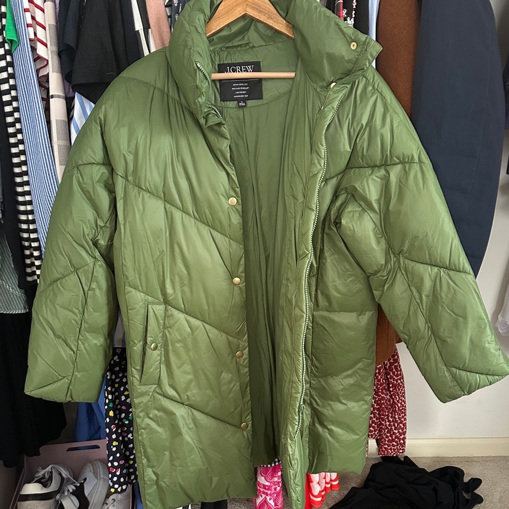 J. Crew Sage Green Puffer Coat